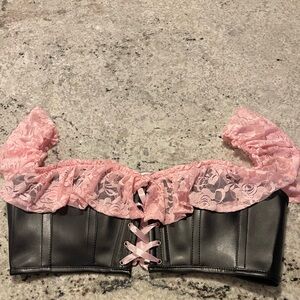 Daisy Corsets Pink and Black Lace Corset